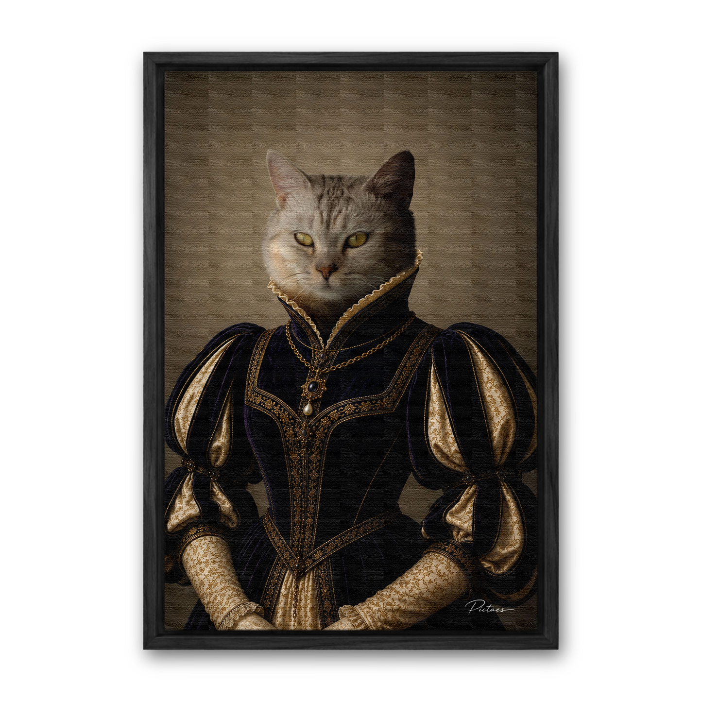 La Duchesse Pictaes — portrait duchesse Renaissance, encadré cadre noir sur toile premium