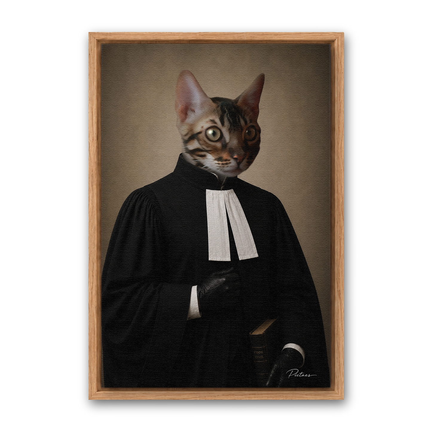 Le Magistrat Pictaes — tableau chien personnalisé Renaissance sur toile, cadre chêne