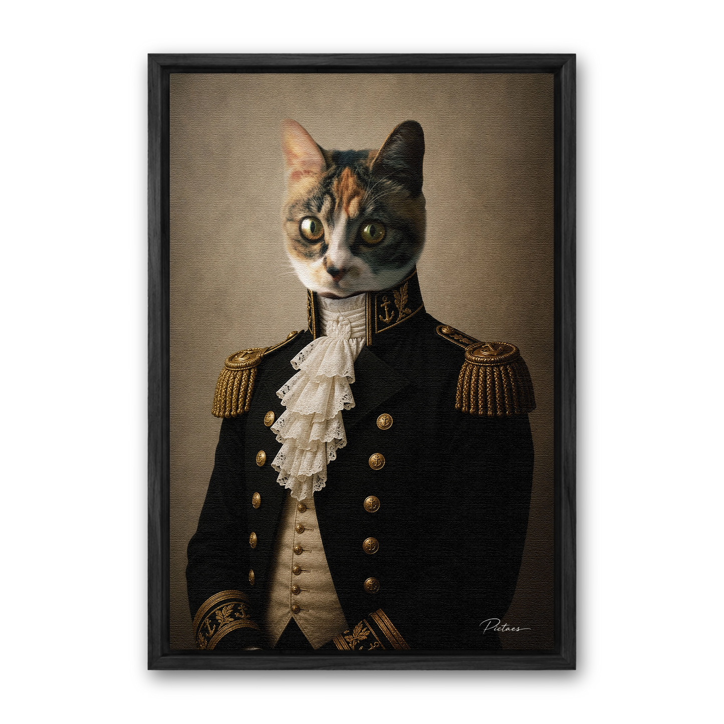 Le Marin Pictaes — portrait officier de marine Empire, encadré cadre noir sur toile premium